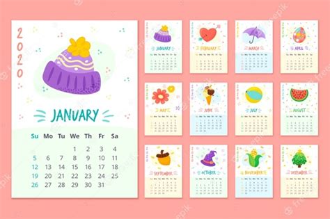 colorful monthly schedule calendar vector