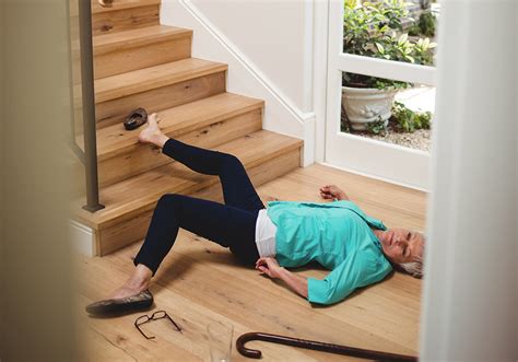 woman fall down stairs