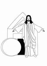 Coloring Clipart Jesus Resurrection Easter Pages Sunday Clip Cliparts Kids Risen Spring Wishes Index Print Library sketch template