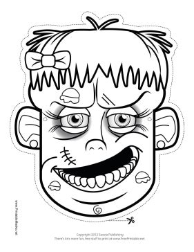 coloring page zombie face
