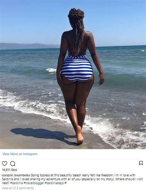 Curvy Kenyan Socialite Corazon Kwamboka Goes Topless At An