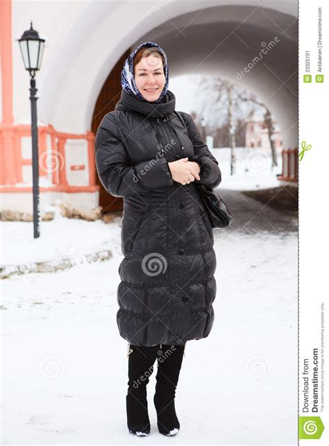 happy female in winter clothes stock image image of human garment