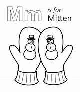 Coloring Letter Uppercase Lowercase Mitten Through Printable Kids sketch template