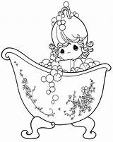 Precious Bathing Moments Girl Coloring sketch template
