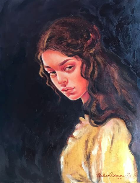 woman portrait classic painting original artwork girl sanvas etsy