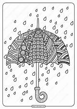 Coloring Rain Drops Printable Umbrella Pages Doodle Popular Zen Choose Board sketch template