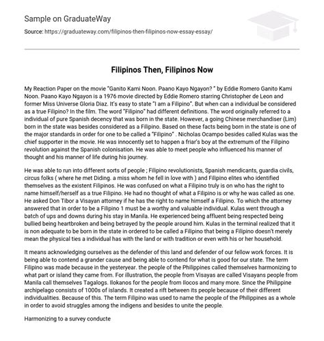 filipinos  filipinos   essay   words graduateway