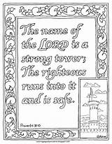 Coloring Proverbs Pages Kids Name 18 Strong Tower Lord Bible Colouring Printable Printables Sheets Adult Coloringpagesbymradron Children Adron Mr Kid sketch template