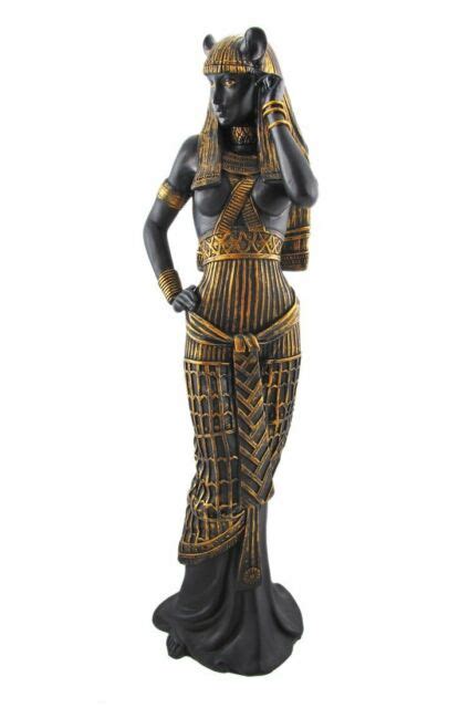 pretty black ancient egyptian goddess bastet cat lady deity figurine
