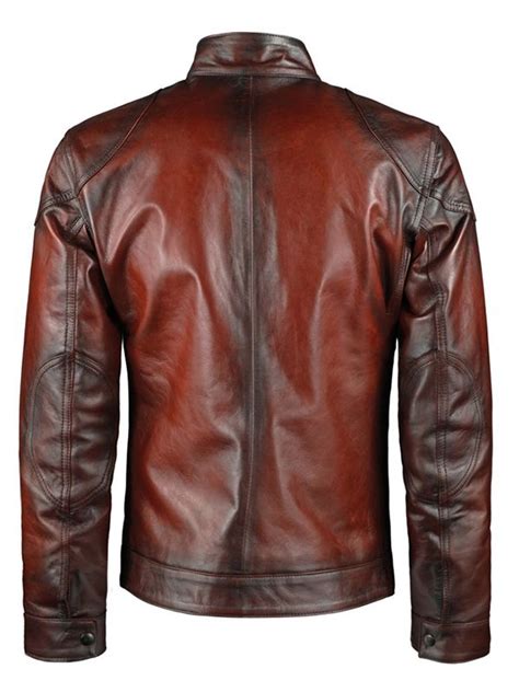 Deep Red Leather Jacket For Mens