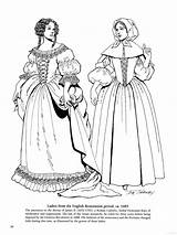 Coloring Pages Puritan Fashion Drawing Century Clothing Historical Color Fashions English Colouring Restoration Cavalier Period Plates 16th Costume Drawings 17th sketch template