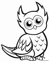 Owl Coloring Pages Cute Owls Printable Easy Print Preschool Cartoon Birds Book Animals Books sketch template
