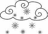 Snowy Snowing Weather Clip Pages Snow Clipart Coloring Cloud Colouring Falling Snowflakes sketch template
