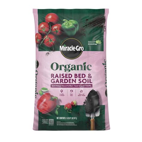 miracle gro organic raised bed  garden soil  cu ft  quick