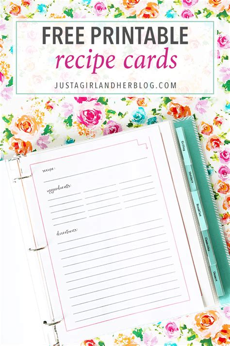 printable recipe binder cover printable