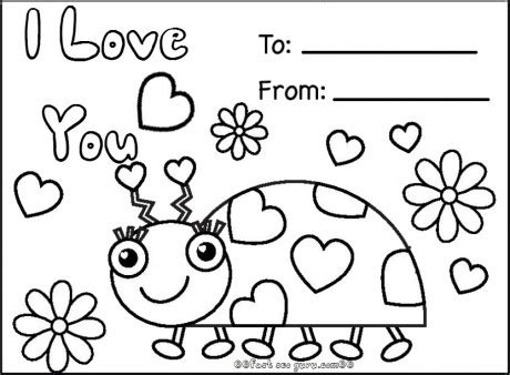 print  happy valentines day ladybug coloring cards  kids