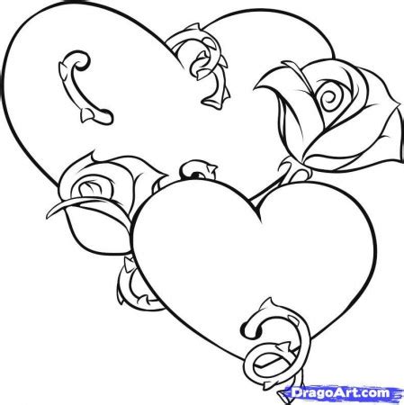 adult rose flowers hearts  roses coloring page coloring page