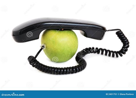 apple  handset  wire stock image image  connect color