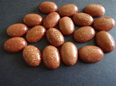 xmm synthetic goldstone cabochon oval gemstone cabochon orange stone polished gem