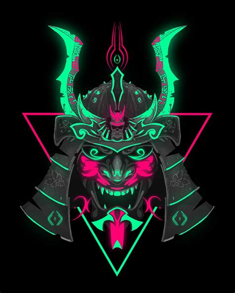 oni mask  anime japan neon oni mask samurai shinobi soul hd phone wallpaper peakpx