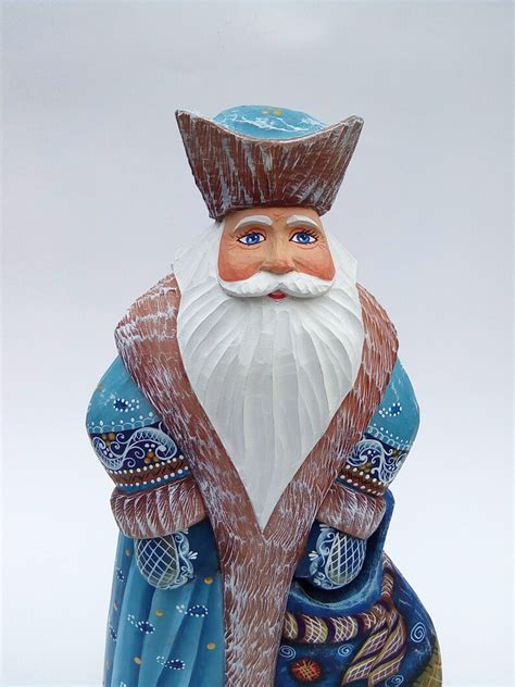 wooden painted santa claus russian ded moroz grandfather etsy