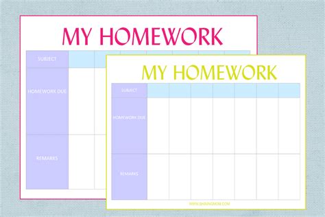 printable homework planner