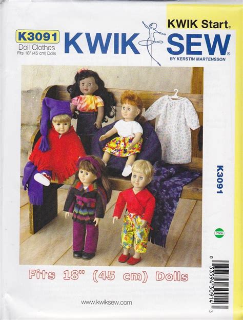 kwik sew sewing pattern 3091 doll clothes wardrobe 18 dolls kwik sew