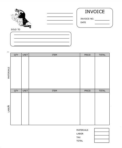 roofing invoice templates  word  format