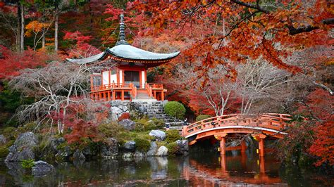 fonds decran  japon kyoto jardins etang automne pagodes ponts