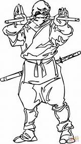 Coloring Ninja Nunchaku Pages Printable Drawing sketch template