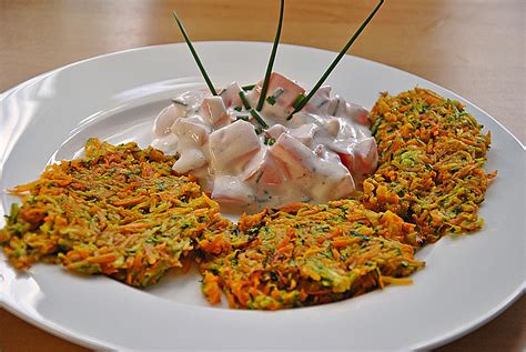 gemuese puffer mit tomatenquark von stanze chefkochde