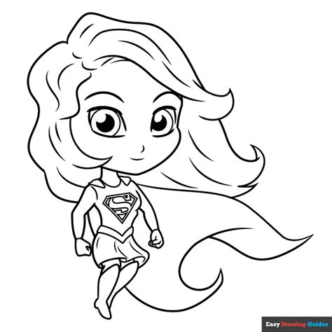 chibi supergirl coloring page easy drawing guides