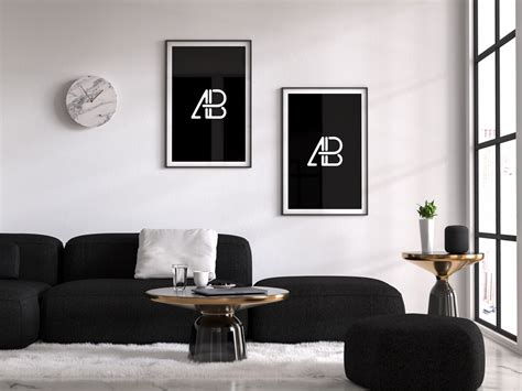 living room  poster frames mockup mockup world