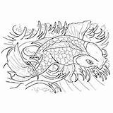 Koi Fish Coloring Pages Tattoo Japanese Printable Toddlers Interesting sketch template