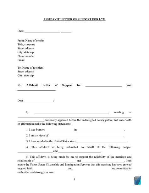 write    affidavit letter  support sample