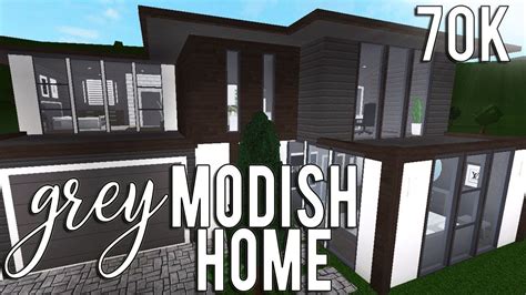 roblox   bloxburg grey modish home  youtube house blueprints modern family