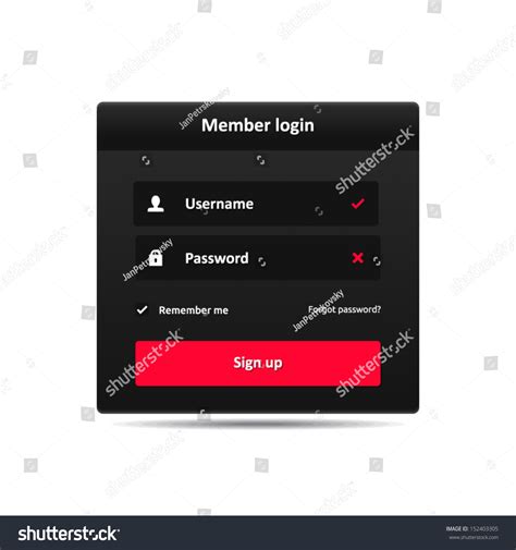 member login template username password  sign  vector symbols