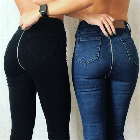 Buy 2018 Womans Jeans Back Zipper Pencil Stretch