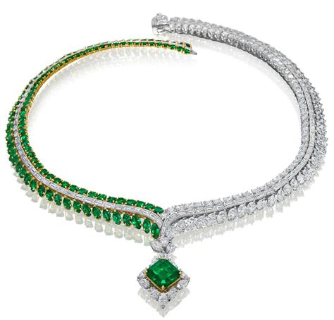 emerald  diamond necklace hammerman jewels