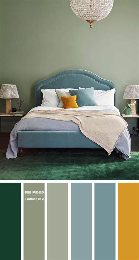 sage  soft blue bedroom  mustard accents blue green bedrooms