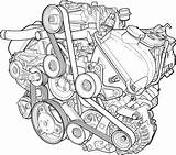 Engine Car Clipart V8 Motor Drawing Line Vector Block Cliparts Clip Clker Large Domain Shared sketch template