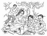 Picnic Family Drawing Sketch Scene Drawings Sketches Memory Paintingvalley sketch template