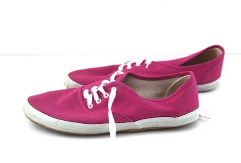 vintage  canvas shoes pink womens  magenta
