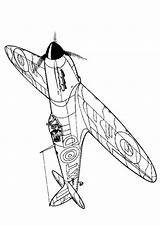 Coloring Pages Ww2 Airplane Wwii War Kids Planes Spitfire Drawing Aircraft Plane Fun Aircrafts Hurricane 1940 Adults Outline Printable Tank sketch template