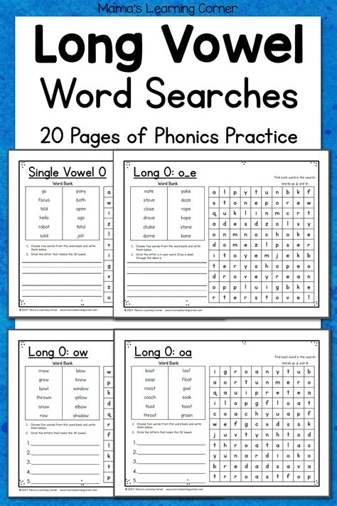 long vowel word search puzzles mamas learning corner