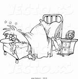 Cartoon Restless Bed Coloring Woman Clipart Laying Vector Foot Her Outlined Ron Leishman Sleep Illustrations Clipground Royalty sketch template