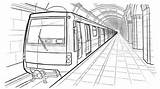 Sketch Metro Train Station Line Subway Paintingvalley Sketches Drawn Ink Hand sketch template