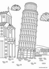 Coloring Pages Tower Pisa Adult Printable Landmarks Colouring Choose Board Around sketch template