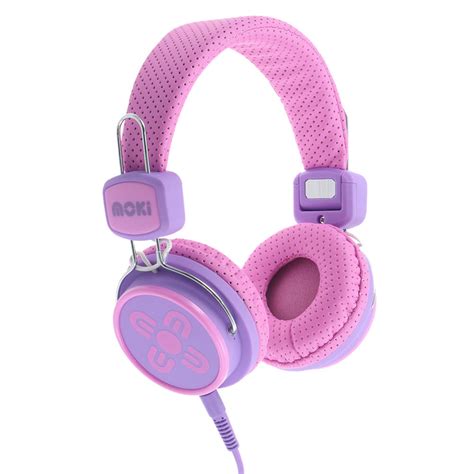 moki kids safe volume limited headphones pinkpurple