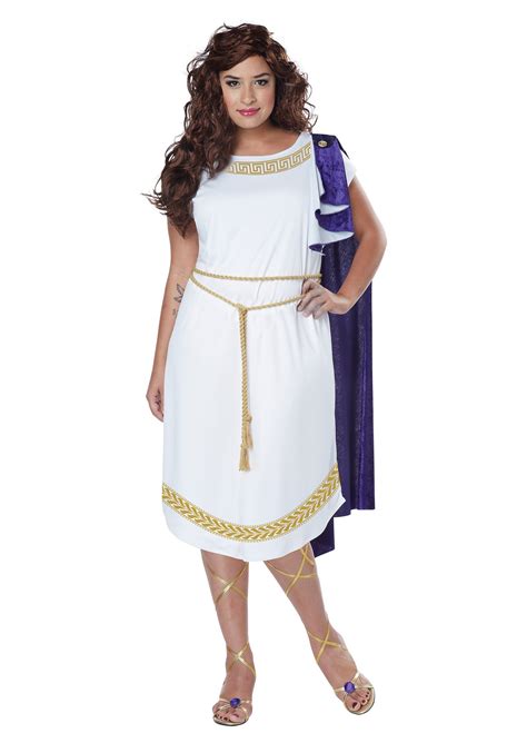 Women S Plus Roman Greek Grecian Toga Dress W Rope Belt Adult Halloween